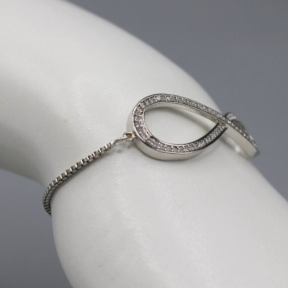 Jewelry bracelet infinity style white gold tone with stones sparkly adjustable - Picture 8 of 8